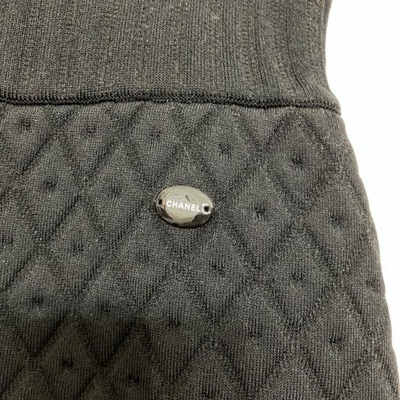 Authentic CHANEL High Waisted Womens Skirt Size 38 Black Diagonal Pattern Italy - Picture 5 of 9